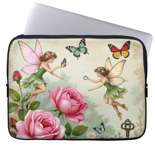 Verzauberter Blumenzauberfeengarten Laptopschutzhülle (Vorderseite)
