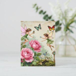 Verzauberter Blumenzauberfeengarten Postkarte
