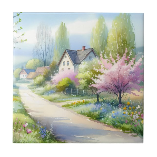Verzauberter Blütenlandweg Fliese (Vorderseite)