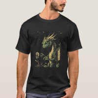 Verzauberter Drache bläst eine Löwenzahnblume für