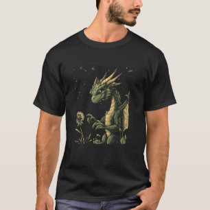 Verzauberter Drache bläst eine Löwenzahnblume für T-Shirt