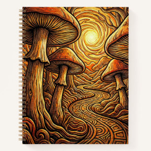 Verzauberter Dunkler Wald Leuchtender Pilz Fantasy Notizbuch