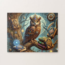 Verzauberter Eulen-Mystischer-Bibliotheksbaum Puzzle