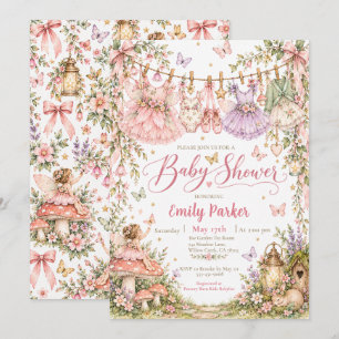 Verzauberter Feengarten-Baby-Party Einladung