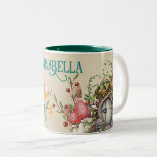 Verzauberter Feenwaldgarten Vintage-Tür Zweifarbige Tasse