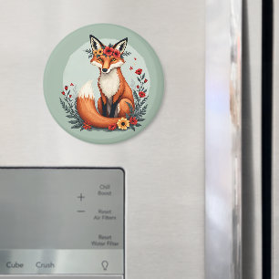 Verzauberter Floraler Fuchs Waldvolkskunst Magnet