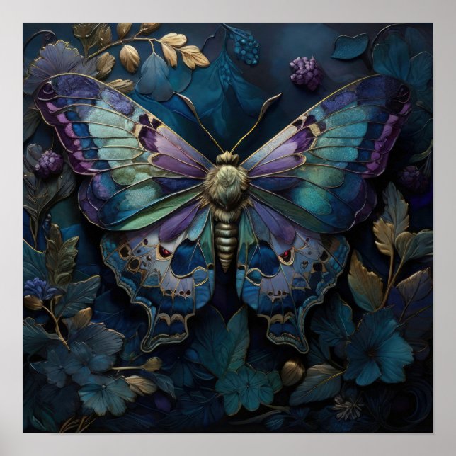 Verzauberter Flutter - digitale Butterfly Kunst Poster (Vorne)