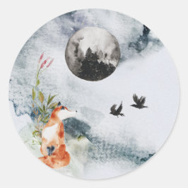 Verzauberter Forest Stickers Fox Moon Raven