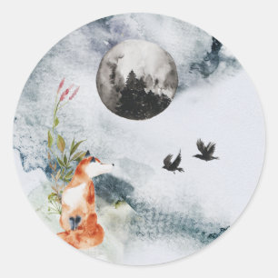 Verzauberter Forest Stickers Fox Moon Raven