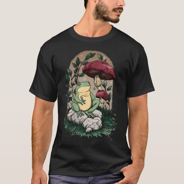 Verzauberter Frogcore-Pullover  Pilze und Frosch - T-Shirt (Vorderseite)