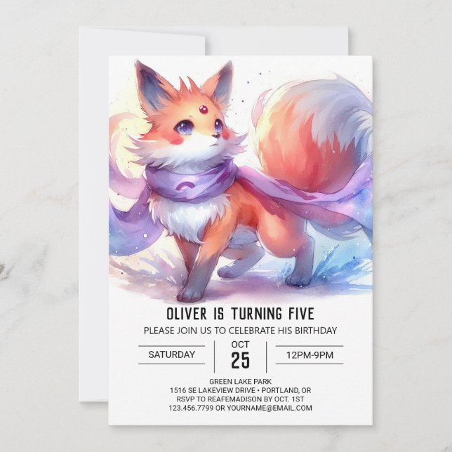 Verzauberter Fun Fox Geburtstag Einladung (Vorderseite)