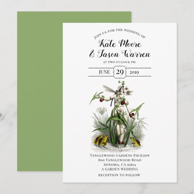 Verzauberter Garten Gartenhochzeit Einladung (Vorne/Hinten)