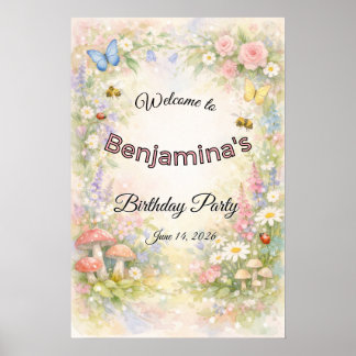 Verzauberter Garten Schmetterlinge & Florale Party Poster