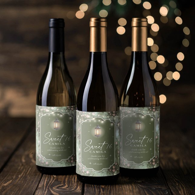 Verzauberter Garten Sweet 16 Muster Pink ID1163 Weinetikett (Von Creator hochgeladen)