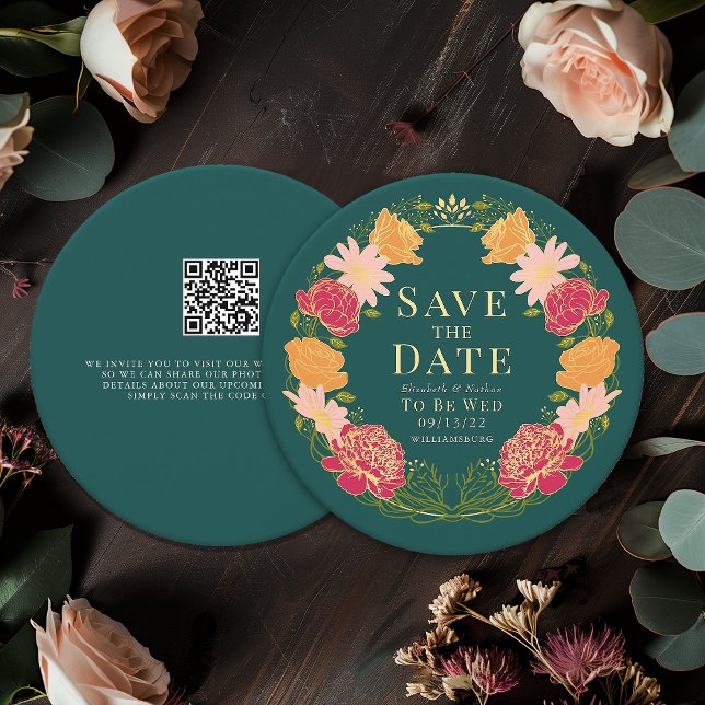 Verzauberter Gartenkranz Hochzeit QR Save the Date Einladung (Von Creator hochgeladen)