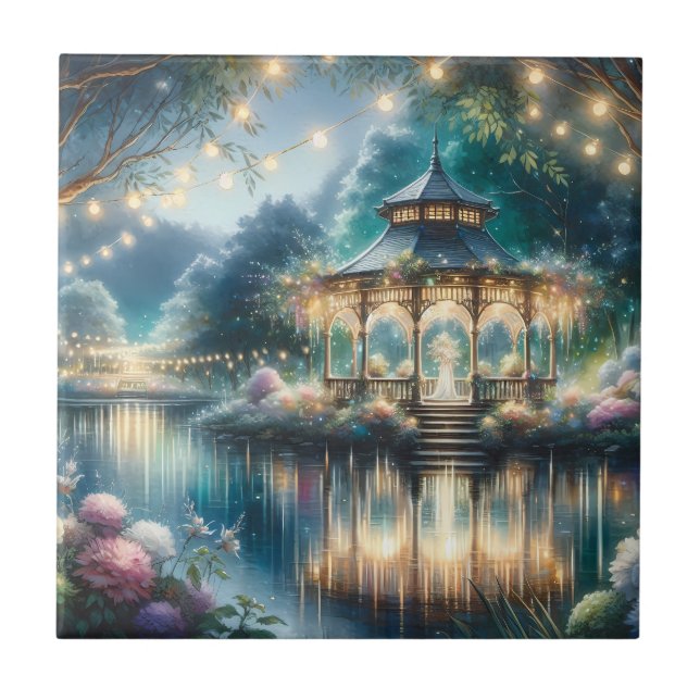 Verzauberter Gartenpavillon - Twilight-Reflexion Fliese (Vorderseite)
