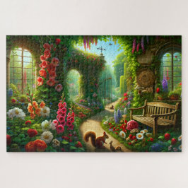 Verzauberter Gartenpfad - üppige Blumenlandschaft Puzzle