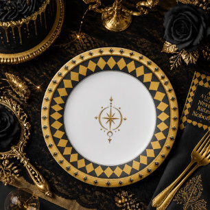 Verzauberter Geburtstag Gothic Harlequin Gold Luxe Pappteller