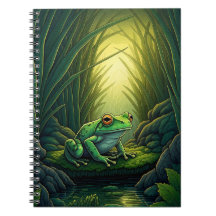 Verzauberter grüner Frosch in einem Wald