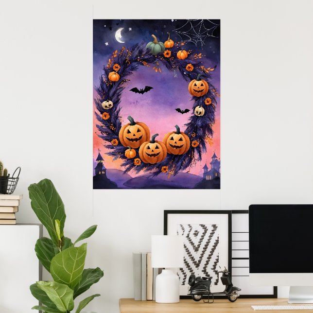 Verzauberter Halloween-Kranz Poster (Heimbüro)