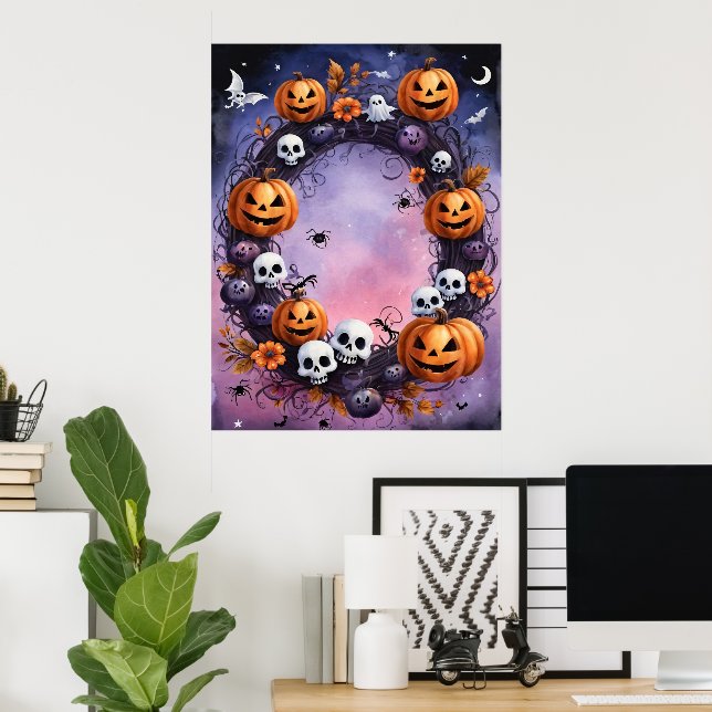 Verzauberter Halloween-Kranz Poster (Heimbüro)