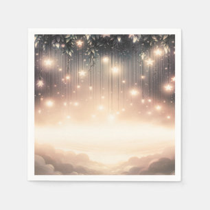 Verzauberter Himmel Baum Leuchten Sterne & Wolken Serviette