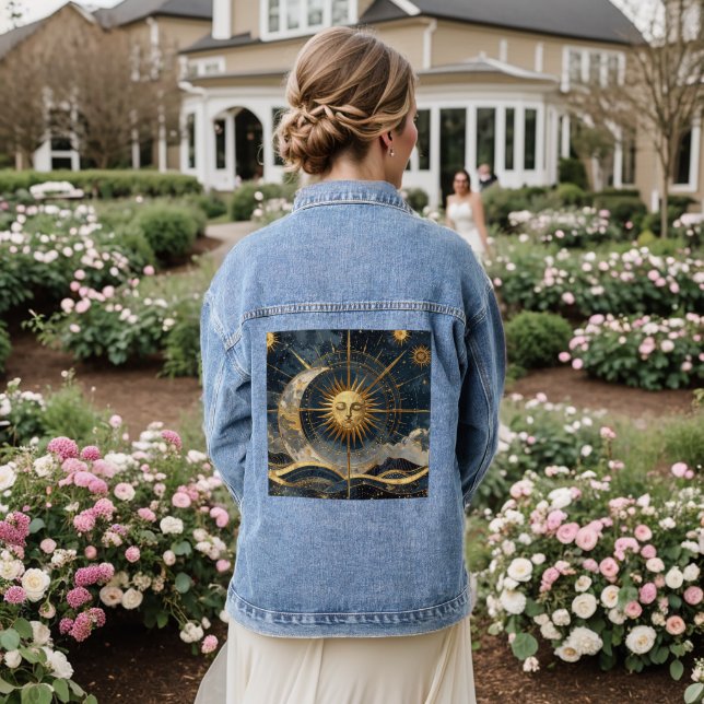 Verzauberter Himmel Whimsical Celestial Denim Jack Jeansjacke (Hochzeit Rückseite)