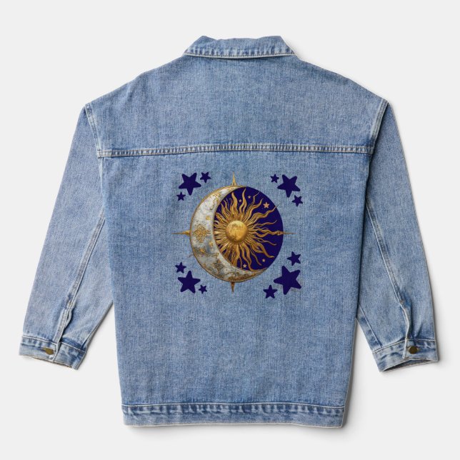 Verzauberter Himmel Whimsical Celestial Denim Jack Jeansjacke (Rückseite)