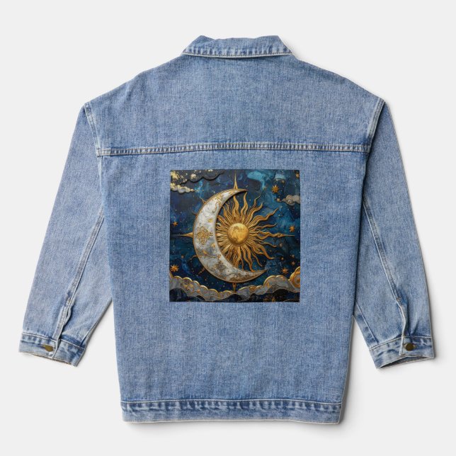 Verzauberter Himmel Whimsical Celestial Denim Jack Jeansjacke (Rückseite)