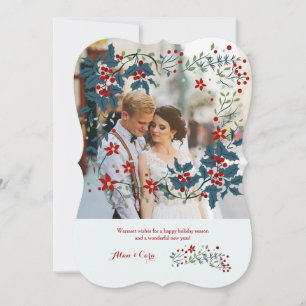 Verzauberter Holly-Rahmen Foto-Feiertagskarte Feiertagskarte
