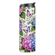 Verzauberter Hortensien-Schmetterling-Blumenmuster