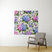 Verzauberter Hortensien-Schmetterling-Blumenmuster