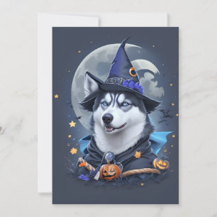 Verzauberter Husky-Hund: Magisches Halloween-Vergn Dankeskarte