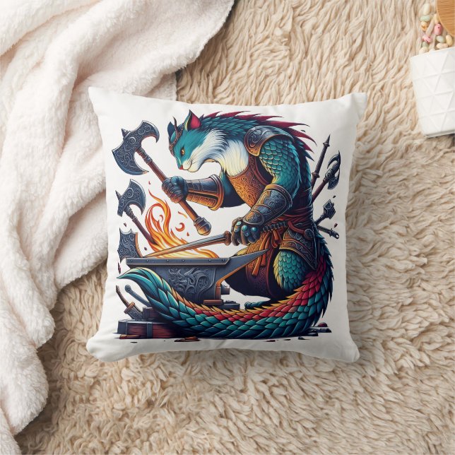 Verzauberter Katzenschmied, der Waffen in der Dämm Kissen (Decke)