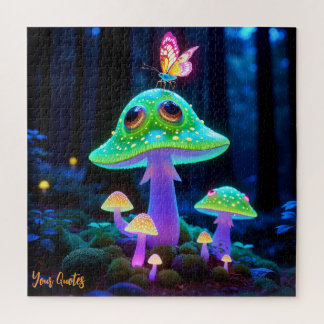 Verzauberter leuchtender Pilz und Schmetterlingsfa Puzzle