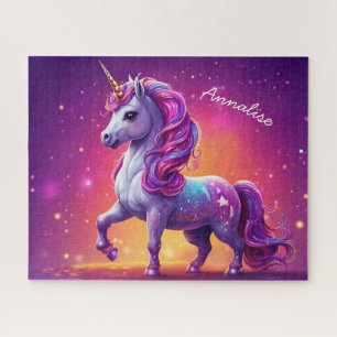 Verzauberter Lila Einhorn Sparkle Personalisiert Puzzle
