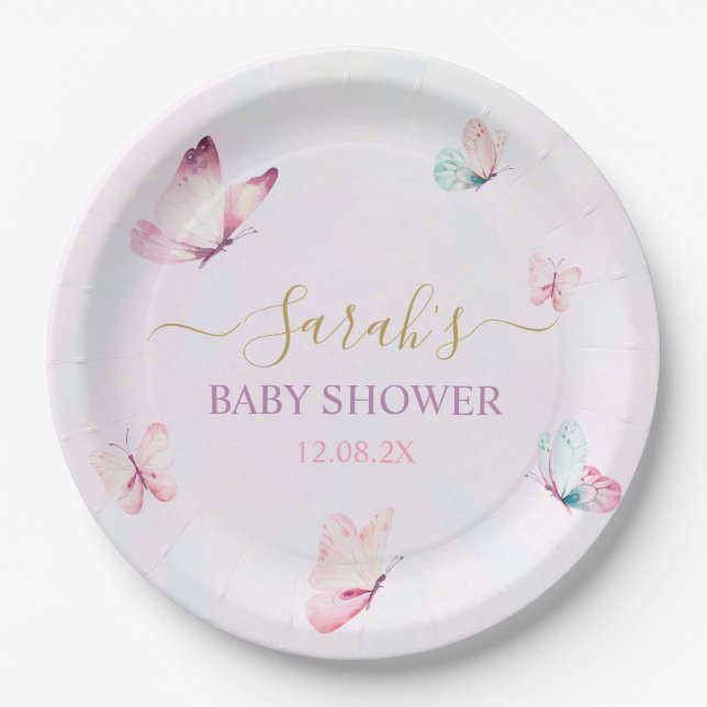 Verzauberter Lila Schmetterling Pappteller (Vorderseite)