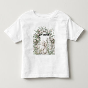 Verzauberter Mädchenhafter Rosa Blumengarten Hase Kleinkind T-shirt