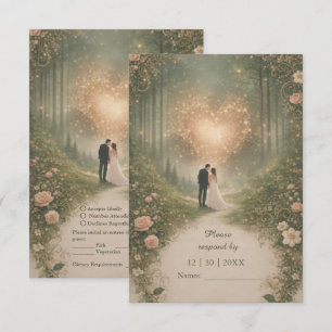 Verzauberter mittelalterlicher Herz Wald Romantisc RSVP Karte
