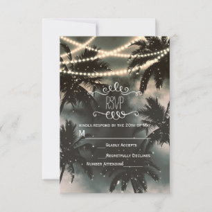 Verzauberter Nachthimmel Palmen & Lichter RSVP Karte