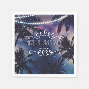 Verzauberter Nachthimmel Strandlichter Hochzeit Serviette