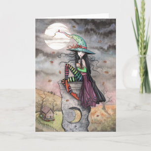 Verzauberter Oktober Halloween Hexenkatze Karte