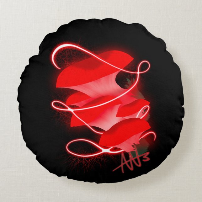 Verzauberter Oyster glühender Red Mushroom Rundes Kissen (Vorderseite)
