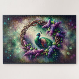 Verzauberter Pfauen-Blumenkranz Puzzle