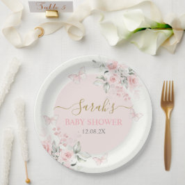 Verzauberter rosa Schmetterling Pappteller