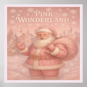 Verzauberter Rosa Weihnachtsmann Poster