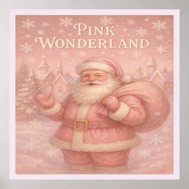 Verzauberter Rosa Weihnachtsmann Poster (Vorne)