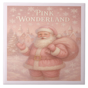Verzauberter rosa Weihnachtswunderland-Santa-Keram Fliese