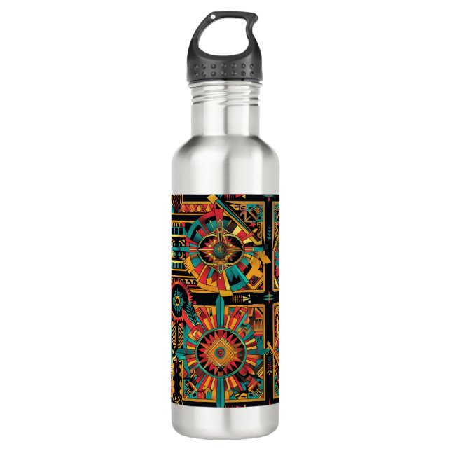 Verzauberter Saphir "Aztec Dream" 710ml Stahlwasse Edelstahlflasche (Vorderseite)