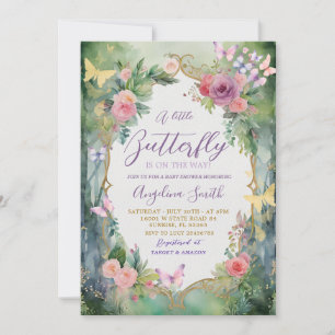 Verzauberter Schmetterlingsgarten für Baby Shower Einladung